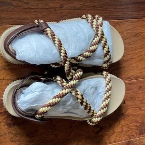 Loeffler Randall Brown and Yellow Espadrilles